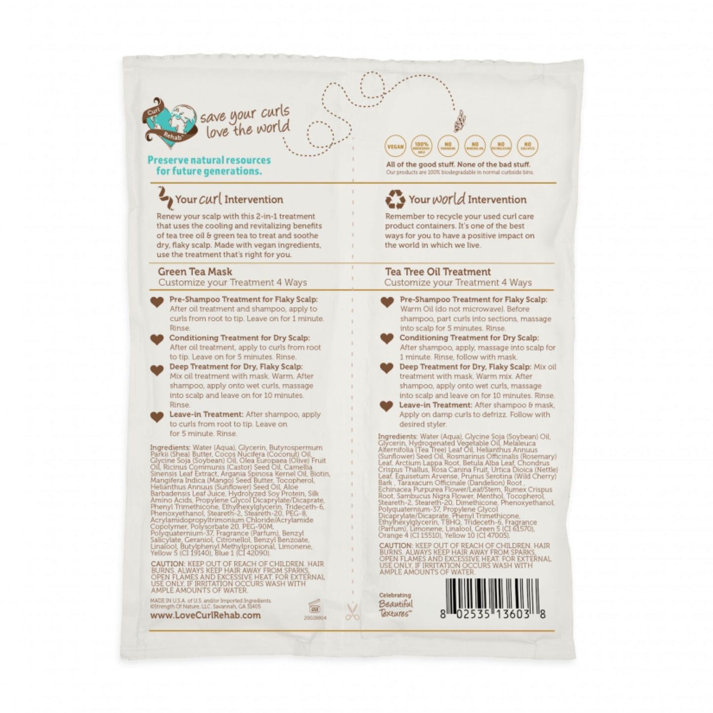 Curl Rehab Tea Tree Oil & Green Tea Renewing Mask 138g