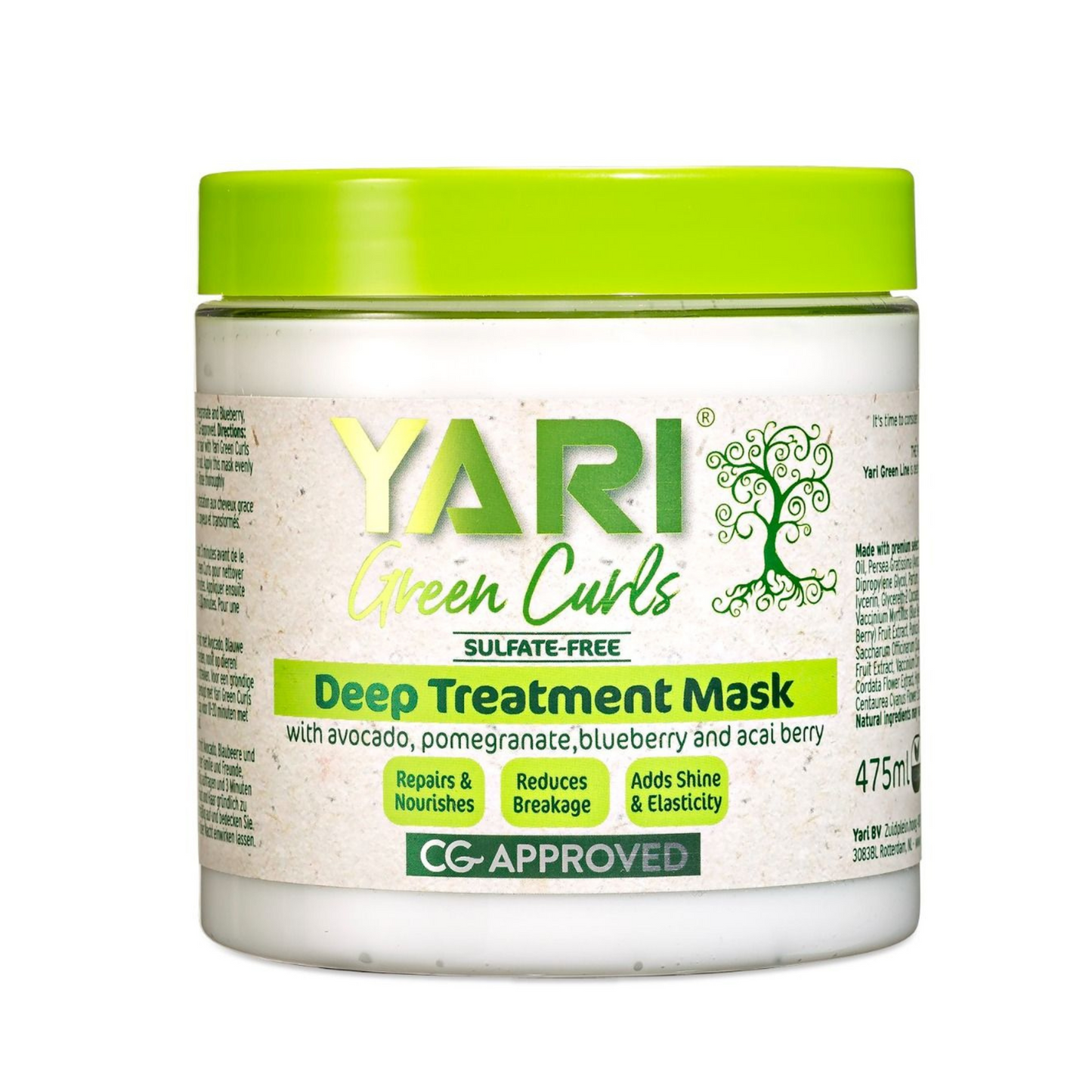 MyCurls.gr-Deep Treatment Mask 475ml https://mycurls.gr/products/deep-treatment-mask-475ml Yari Green Curls Deep Treatment Mask με αβοκάντο, ρόδι, βατόμουρο και acai berry. Ενυδατώνει σε βάθος και μαλακώνει τα μαλλιά, κάνοντας τα μαλλιά πιο λαμπερά, μεταξένια και απαλά. CURLY GIRL METHOD APPROVED. Ιδανικό για μαλλιά τύπου 1 (ίσια), τύπου 2 (κυματιστά), τύπου 3 (σγουρά) και τύπου 4 (afro)